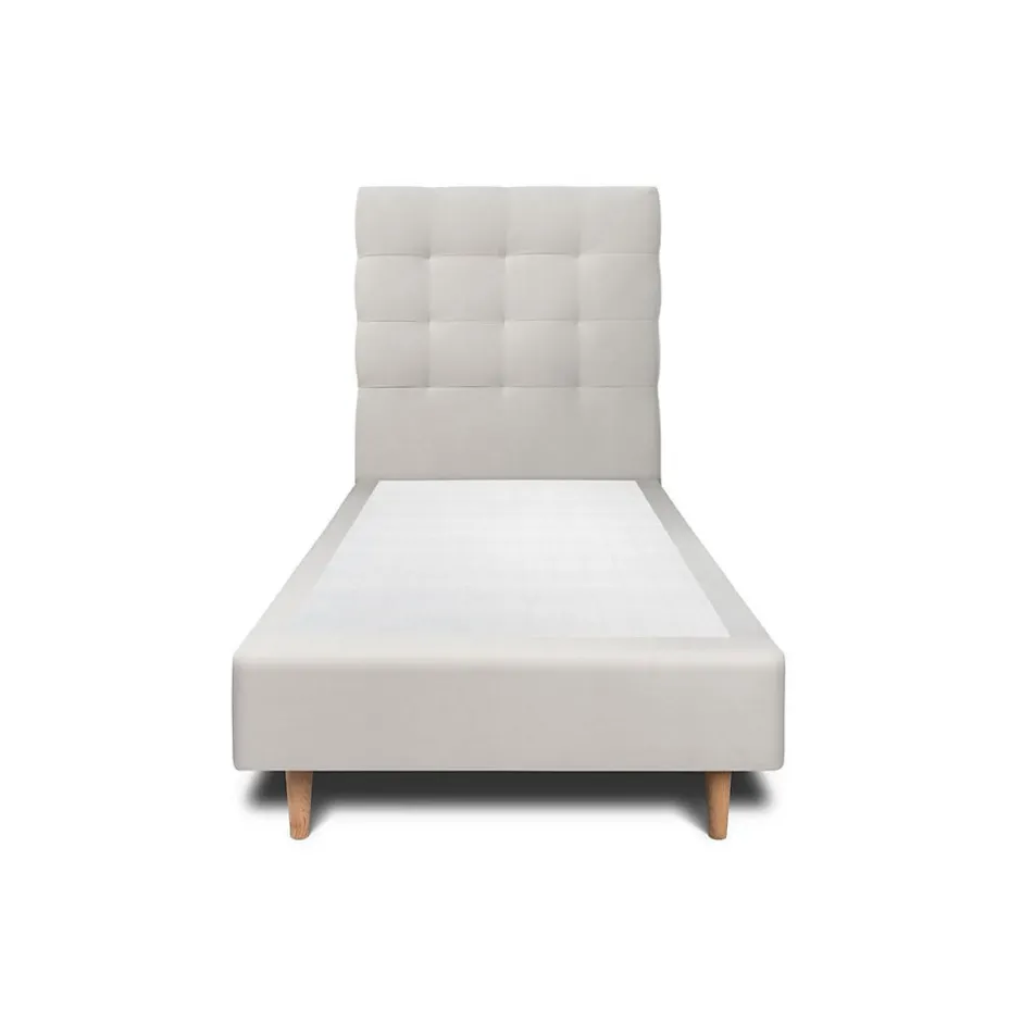 Sommeil De Plomb Lit avec tête de lit capitonnée velours et sommier - Lit en bois massif