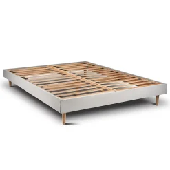Sommeil De Plomb Lit avec tête de lit capitonnée velours et sommier kit - Lit en bois massif Discount