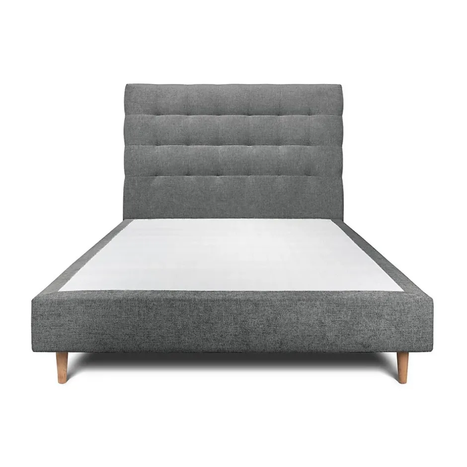 Sommeil De Plomb Lit avec tête de lit capitonnée tissu et sommier tapissier - Lit en bois massif Sale