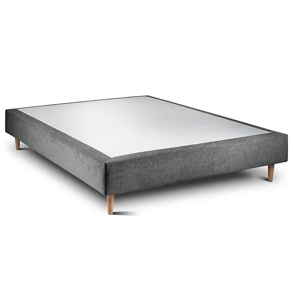 Sommeil De Plomb Lit avec tête de lit capitonnée tissu et sommier tapissier - Lit en bois massif Sale