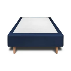 Sommeil De Plomb Lit avec tête de lit capitonnée velours et sommier - Lit en bois massif
