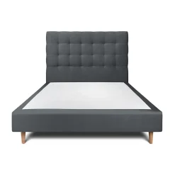 Sommeil De Plomb Lit avec tête de lit capitonnée velours et sommier - Lit en bois massif