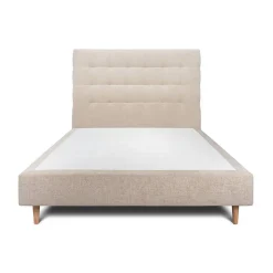 Sommeil De Plomb Lit avec tête de lit capitonnée tissu et sommier tapissier - Lit en bois massif Outlet