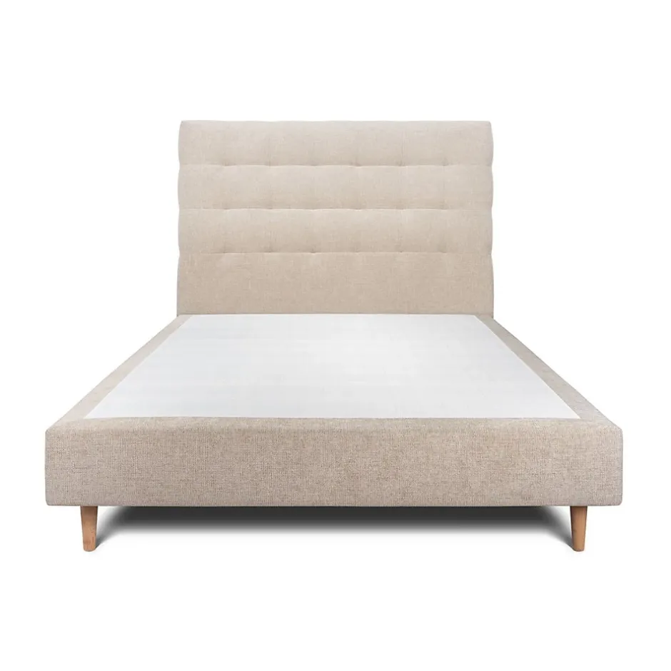 Sommeil De Plomb Lit avec tête de lit capitonnée tissu et sommier tapissier - Lit en bois massif Outlet