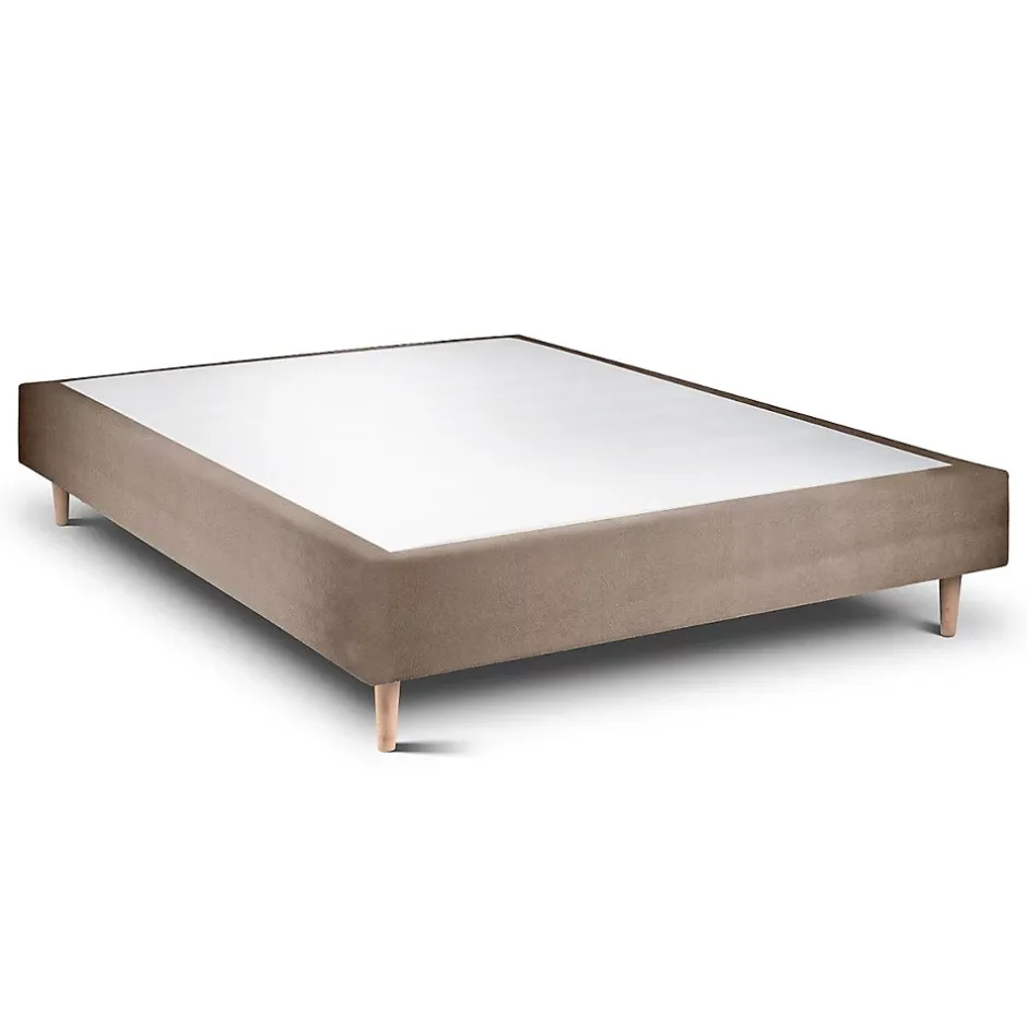 Sommeil De Plomb Lit avec tête de lit capitonnée velours et sommier - Lit en bois massif
