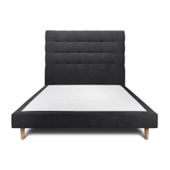 Sommeil De Plomb Lit avec tête de lit capitonnée tissu et sommier tapissier - Lit en bois massif