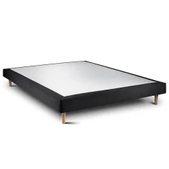 Sommeil De Plomb Lit avec tête de lit capitonnée tissu et sommier tapissier - Lit en bois massif