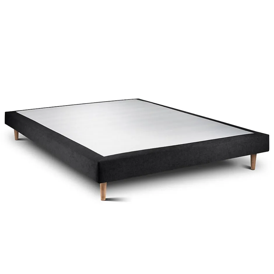Sommeil De Plomb Lit avec tête de lit capitonnée tissu et sommier tapissier - Lit en bois massif