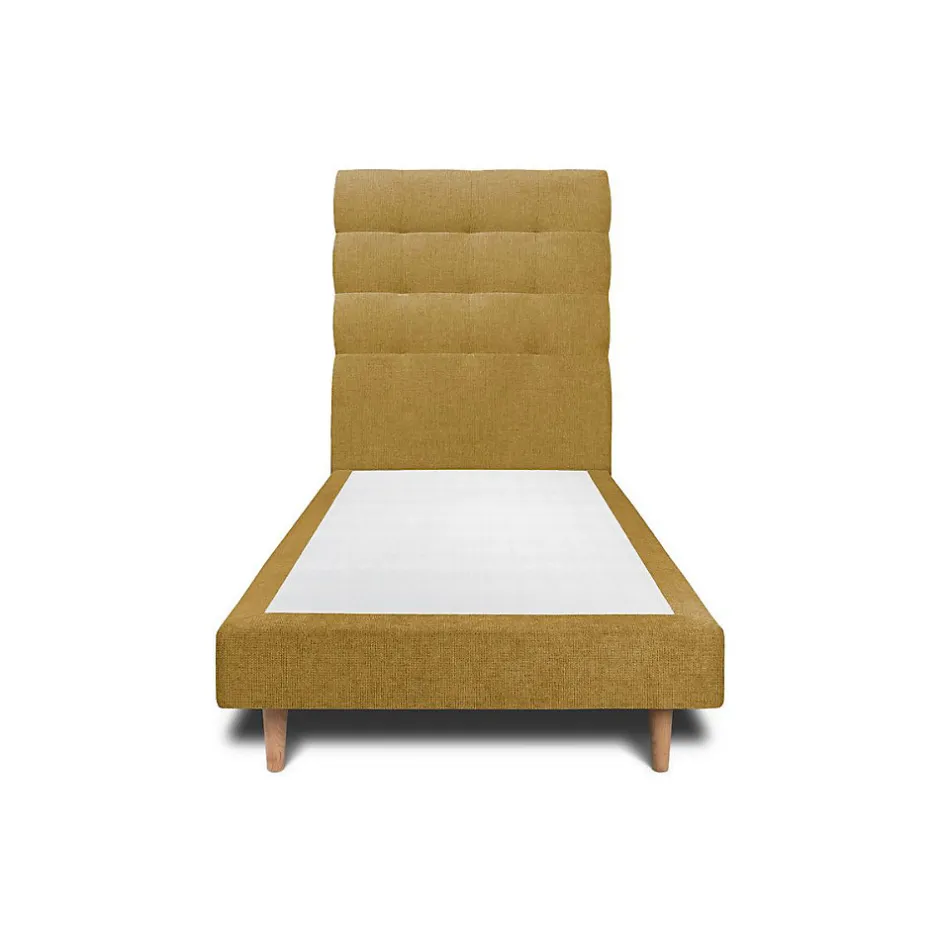 Sommeil De Plomb Lit avec tête de lit capitonnée tissu et sommier tapissier - Lit en bois massif