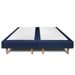 Sommeil De Plomb Lit avec tête de lit capitonnée velours et sommier - Lit en bois massif