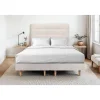 Sommeil De Plomb Lit avec tête de lit capitonnée tissu et sommier tapissier - Lit en bois massif Online