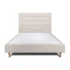 Sommeil De Plomb Lit avec tête de lit capitonnée tissu et sommier tapissier - Lit en bois massif