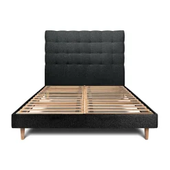 Sommeil De Plomb Lit avec tête de lit capitonnée et sommier kit - Lit en bois massif