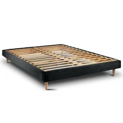 Sommeil De Plomb Lit avec tête de lit capitonnée et sommier kit - Lit en bois massif