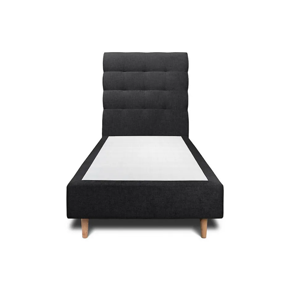 Sommeil De Plomb Lit avec tête de lit capitonnée tissu et sommier tapissier - Lit en bois massif