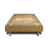 Sommeil De Plomb Lit avec tête de lit capitonnée tissu et sommier kit - Lit en bois massif