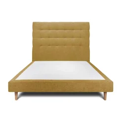 Sommeil De Plomb Lit avec tête de lit capitonnée tissu et sommier tapissier - Lit en bois massif Clearance