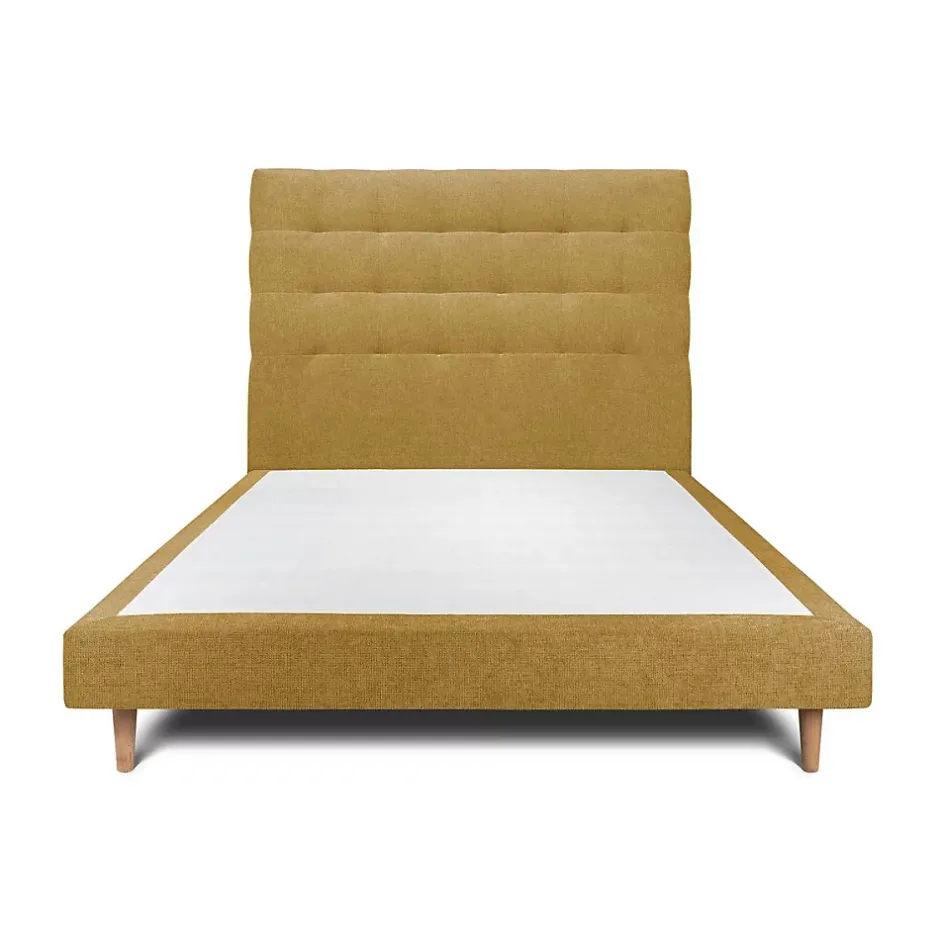 Sommeil De Plomb Lit avec tête de lit capitonnée tissu et sommier tapissier - Lit en bois massif Clearance