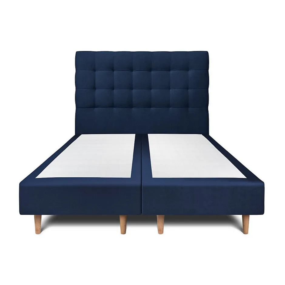 Sommeil De Plomb Lit avec tête de lit capitonnée velours et sommier - Lit en bois massif