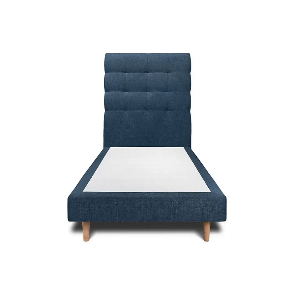 Sommeil De Plomb Lit avec tête de lit capitonnée tissu et sommier tapissier - Lit en bois massif Clearance