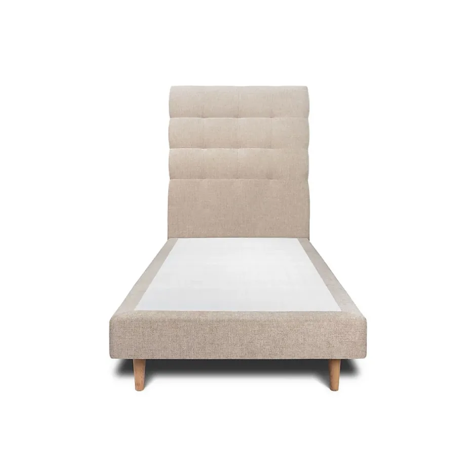 Sommeil De Plomb Lit avec tête de lit capitonnée tissu et sommier tapissier - Lit en bois massif Online