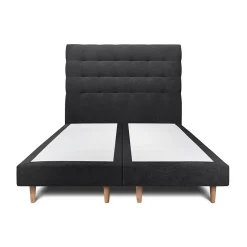 Sommeil De Plomb Lit avec tête de lit capitonnée tissu et sommier tapissier - Lit en bois massif Discount