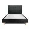 Sommeil De Plomb Lit avec tête de lit capitonnée et sommier tapissier - Lit en bois massif Outlet