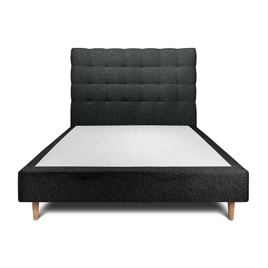 Sommeil De Plomb Lit avec tête de lit capitonnée et sommier tapissier - Lit en bois massif Outlet