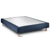 Sommeil De Plomb Lit avec tête de lit capitonnée tissu et sommier tapissier - Lit en bois massif New