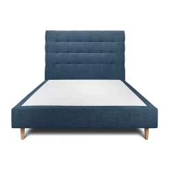 Sommeil De Plomb Lit avec tête de lit capitonnée tissu et sommier tapissier - Lit en bois massif New