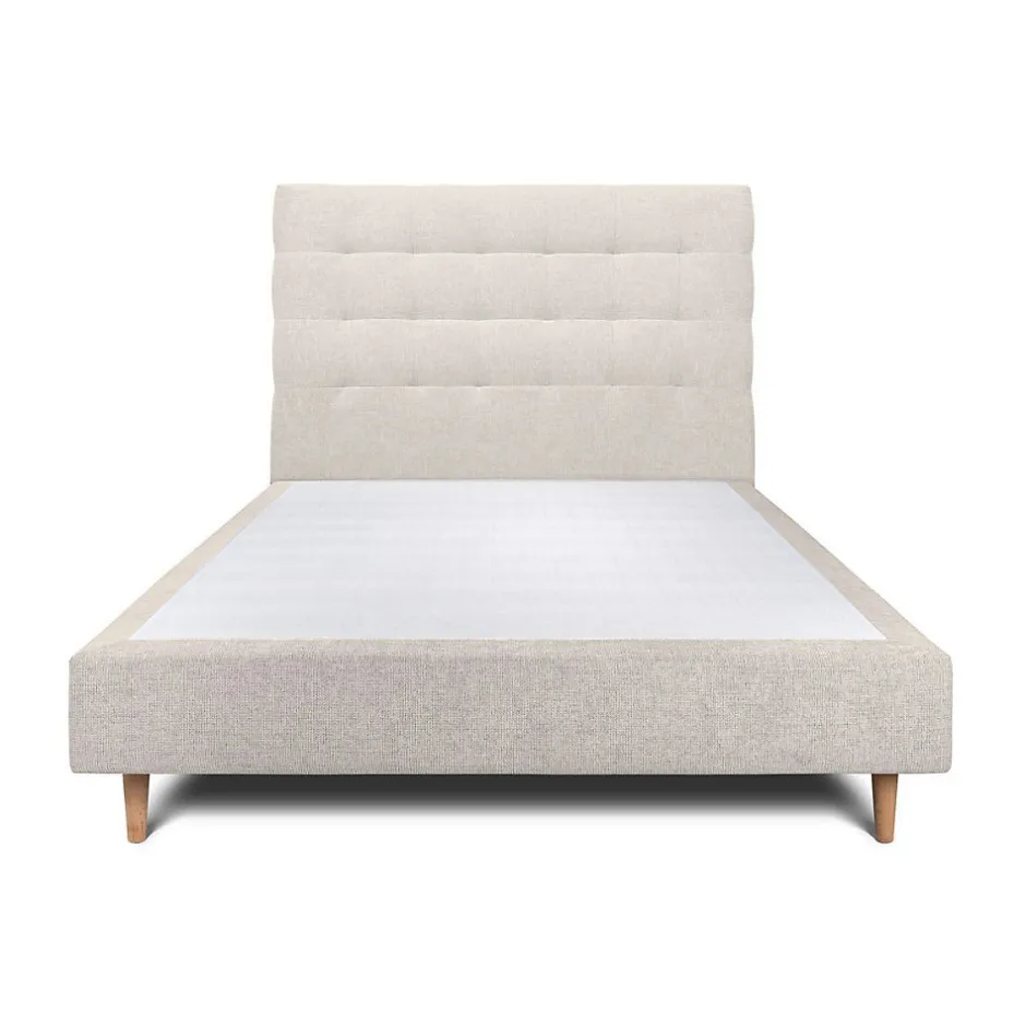 Sommeil De Plomb Lit avec tête de lit capitonnée tissu et sommier tapissier - Lit en bois massif