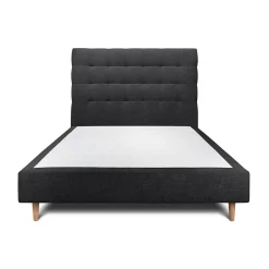Sommeil De Plomb Lit avec tête de lit capitonnée tissu et sommier tapissier - Lit en bois massif