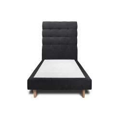 Sommeil De Plomb Lit avec tête de lit capitonnée tissu et sommier tapissier - Lit en bois massif New