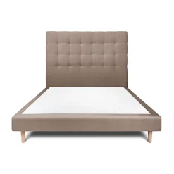 Sommeil De Plomb Lit avec tête de lit capitonnée velours et sommier - Lit en bois massif Discount