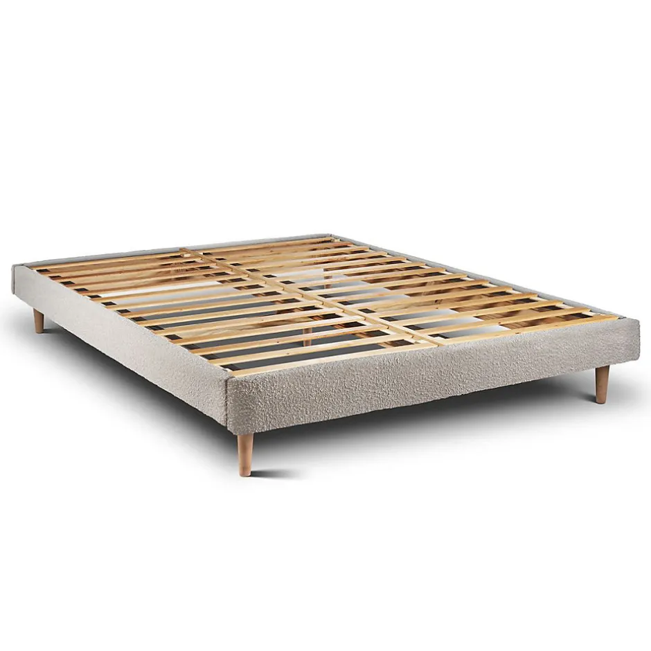 Sommeil De Plomb Lit avec tête de lit capitonnée et sommier kit - Lit en bois massif