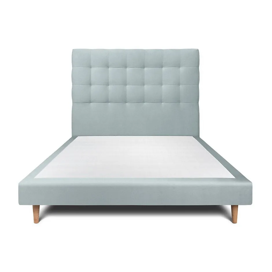 Sommeil De Plomb Lit avec tête de lit capitonnée velours et sommier - Lit en bois massif