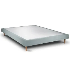 Sommeil De Plomb Lit avec tête de lit capitonnée velours et sommier - Lit en bois massif