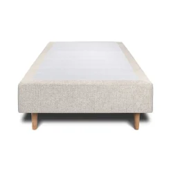 Sommeil De Plomb Lit avec tête de lit capitonnée tissu et sommier tapissier - Lit en bois massif