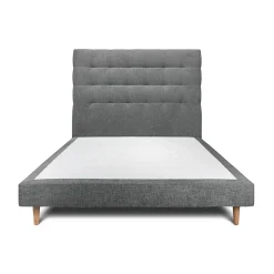 Sommeil De Plomb Lit avec tête de lit capitonnée tissu et sommier tapissier - Lit en bois massif New
