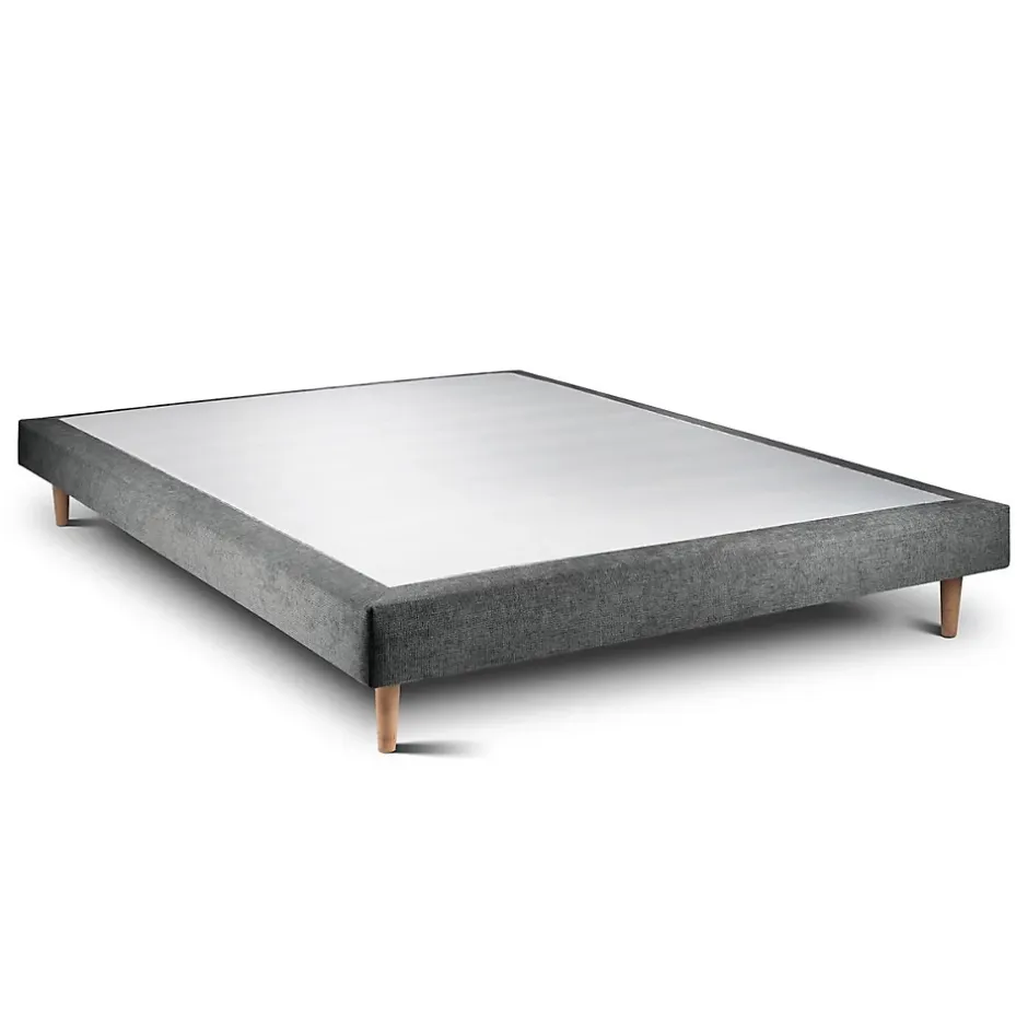 Sommeil De Plomb Lit avec tête de lit capitonnée tissu et sommier tapissier - Lit en bois massif New