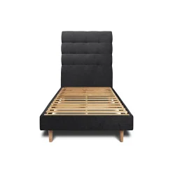 Sommeil De Plomb Lit avec tête de lit capitonnée tissu et sommier kit - Lit en bois massif
