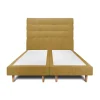 Sommeil De Plomb Lit avec tête de lit capitonnée tissu et sommier tapissier - Lit en bois massif
