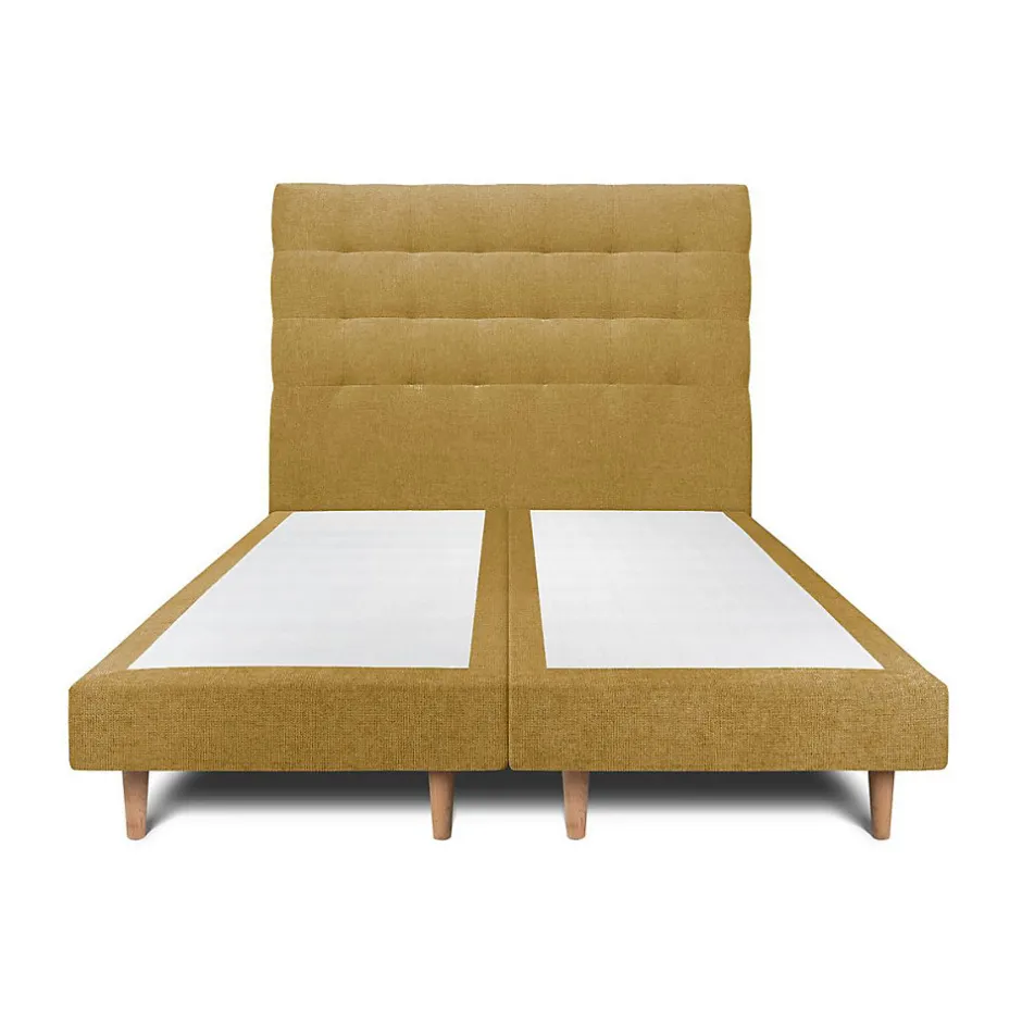 Sommeil De Plomb Lit avec tête de lit capitonnée tissu et sommier tapissier - Lit en bois massif