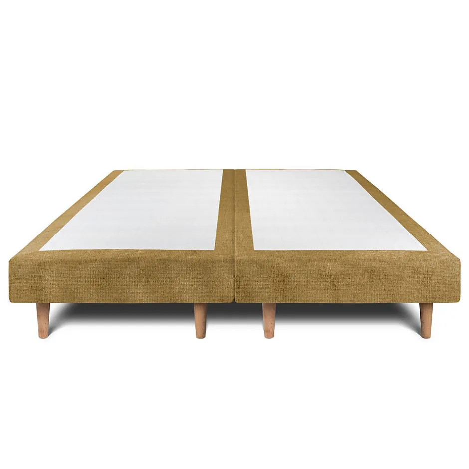 Sommeil De Plomb Lit avec tête de lit capitonnée tissu et sommier tapissier - Lit en bois massif