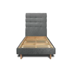Sommeil De Plomb Lit avec tête de lit capitonnée tissu et sommier kit - Lit en bois massif