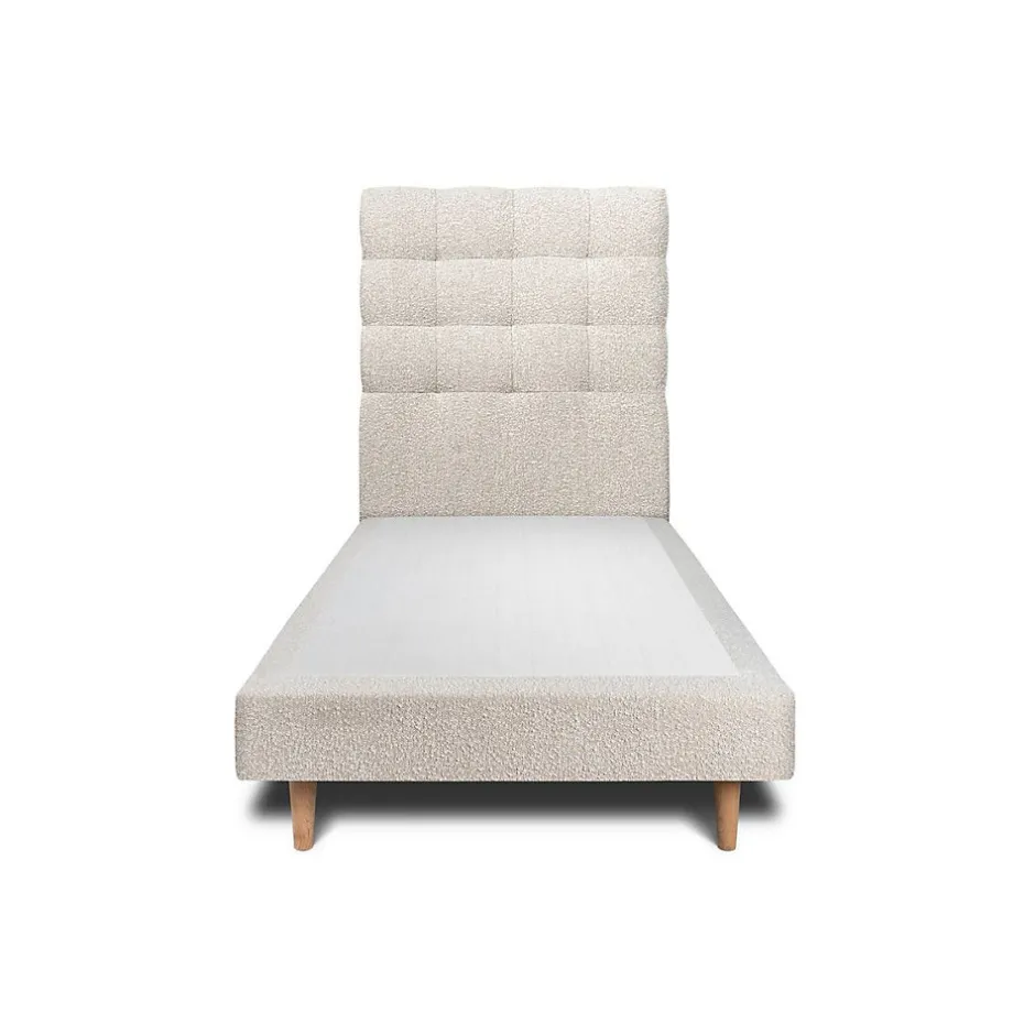 Sommeil De Plomb Lit avec tête de lit capitonnée et sommier tapissier - Lit en bois massif Clearance