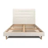 Sommeil De Plomb Lit avec tête de lit capitonnée tissu et sommier kit - Lit en bois massif
