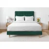 Sommeil De Plomb Lit avec tête de lit capitonnée velours et sommier kit - Lit en bois massif Best