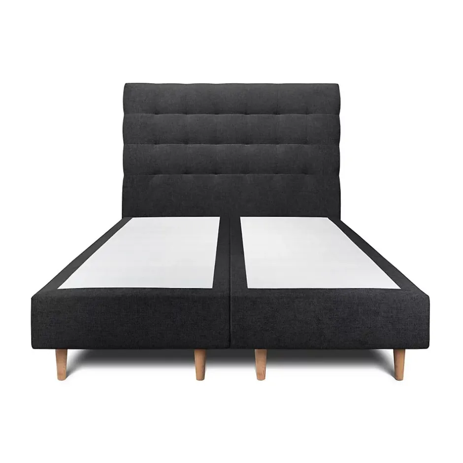 Sommeil De Plomb Lit avec tête de lit capitonnée tissu et sommier tapissier - Lit en bois massif Sale