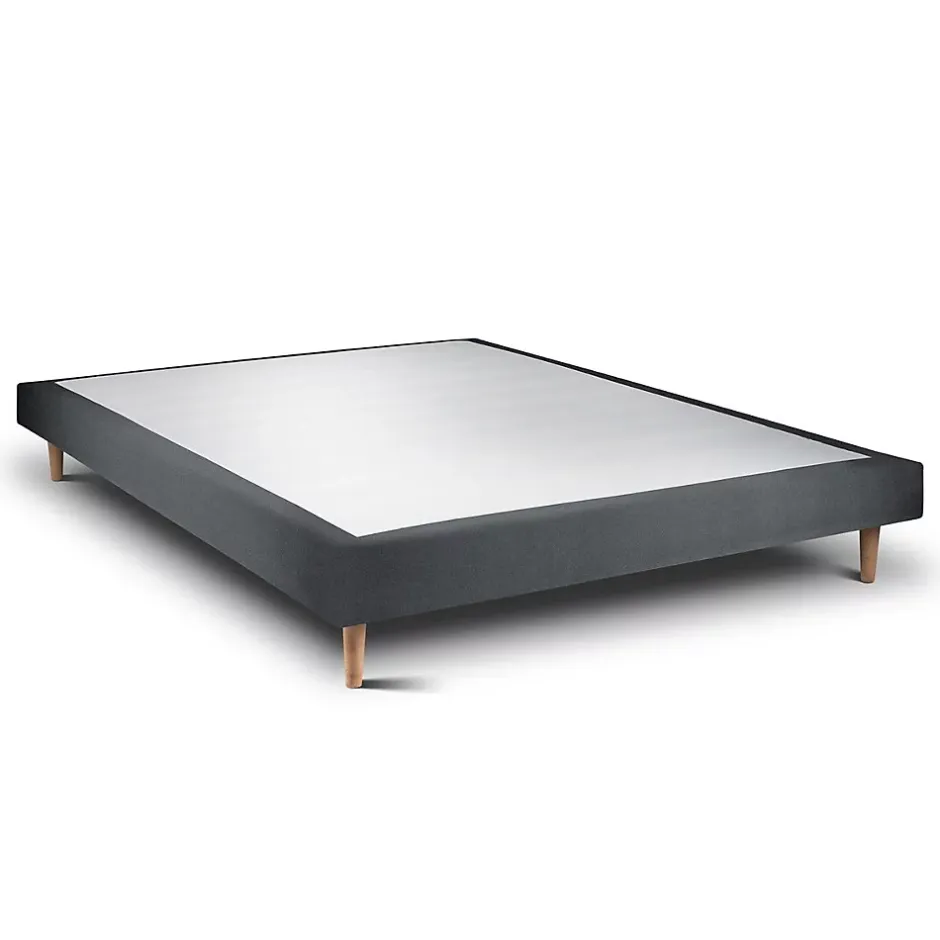 Sommeil De Plomb Lit avec tête de lit capitonnée velours et sommier - Lit en bois massif Discount